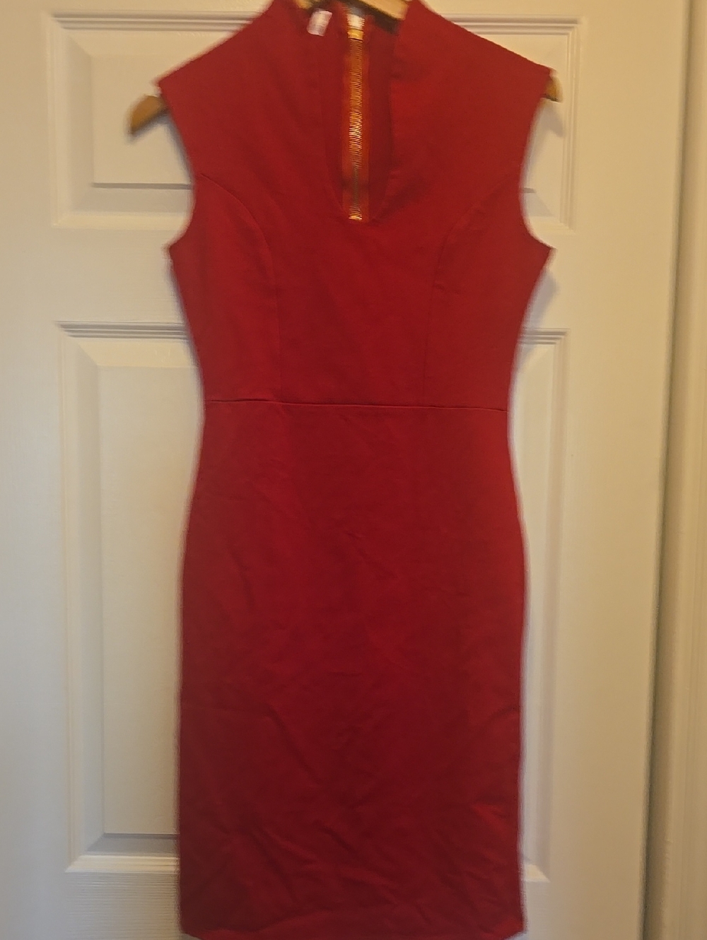 Rolla Coster Vibrant Red Sleeveless Sheath Dress with Zip